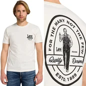 Koszulki męskie - Lee WORKING WEST TEE LUŹNY BIAŁY BAWEŁNIANY T-SHIRT KOSZULKA NADRUK LOGO M - miniaturka - grafika 1
