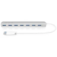Części i akcesoria do laptopów - Icy Box IB-AC6701 z 7 portami USB 3.0 Hub ze zintegrowanym kablem USB i aluminiowa obudowa (w zestawie: 5 V/4 A power adapter) srebrny 70411 - miniaturka - grafika 1