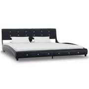 Łóżka - vidaXL Rama łóżka, czarna, sztuczna skóra, 180 x 200 cm - miniaturka - grafika 1