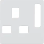 Klawisze i ramki - Hager polo Q.1/Q.3 Płytka czołowa do gniazda z uziemieniem standard Brytyjski, biały, aksamit 3313076089 3313076089 - miniaturka - grafika 1