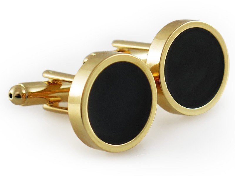 Złoto-czarne okrągłe spinki do mankietów A311