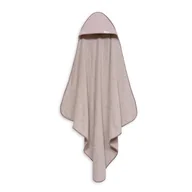 Okrycia kąpielowe dla dzieci - Okrycie kąpielowe 100x100 Puntos różowy z kapturkiem + śliniaczek zestaw w pudełku - miniaturka - grafika 1