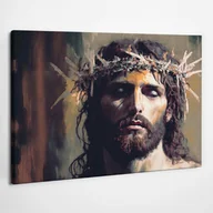 Ikony i obrazy sakralne - Jezus w koronie cierniowej - obraz polycanvas, 80x60 - miniaturka - grafika 1