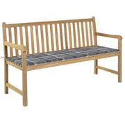 Ławki ogrodowe - vidaXL Ławka ogrodowa z poduszką w szarą kratę, 150 cm, drewno tekowe - miniaturka - grafika 1