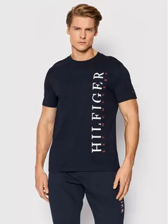 Koszulki męskie - Tommy Hilfiger T-Shirt Vertical Logo MW0MW22164 Granatowy Regular Fit - grafika 1