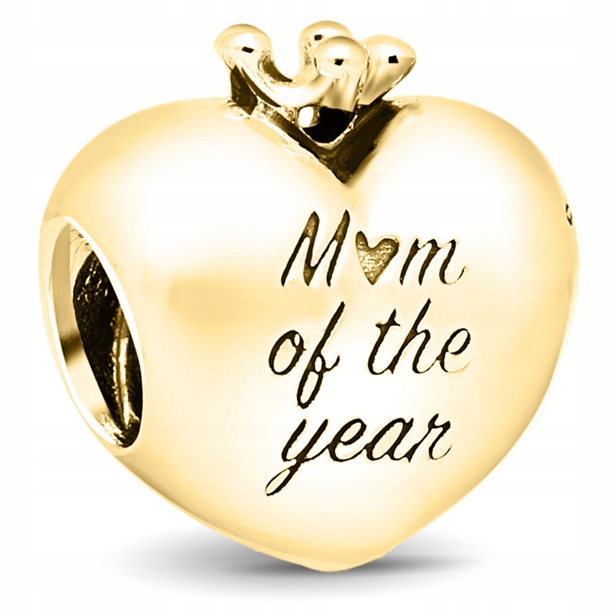 Złoty Charms Serce Serduszko Najlepsza Mama Dzień Mamy Love SREBRO 925