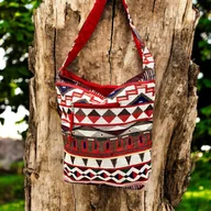 Torebki damskie - Torebka Worek Nepalska Torba Żakardowa Na Ramię Styl Etniczny Na Prezent - miniaturka - grafika 1