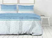 Pościel - Pościel 160x200 Sydney biała niebieska geometria Premium Bielbaw 1 - miniaturka - grafika 1