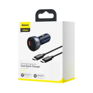 Baseus ładowarka samochodowa USB / USB Typ C 65 W 5 A SCP Quick Charge 4.0+ Power Delivery 3.0 ekran LCD + kabel USB Typ C - USB Typ C szary (TZCCKX-0G) - Ładowarki samochodowe - miniaturka - grafika 22