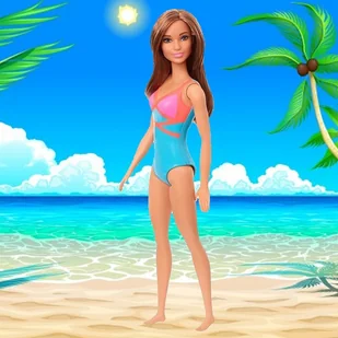 Mattel Barbie Lalka Plażowa Szatynka w Niebieskim Stroju - Lalki dla dziewczynek - miniaturka - grafika 1