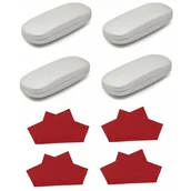 Akcesoria do okularów - ZESTAW 8 PRODUKTÓW - 4x Etui na okulary srebrne + 4x Ściereczka z mikrofibry - miniaturka - grafika 1