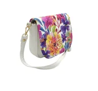 Torebki damskie - Listonoszka Gregorio Biała Klapka W Kwiaty - miniaturka - grafika 1