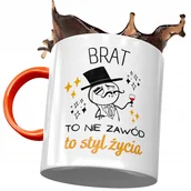 Kubki - Kubek Pomarańczowy Dla Brata na Urodziny Prezent z Nadrukiem ze Zdjęciem + Opakowanie na prezent (wzór 04) - miniaturka - grafika 1