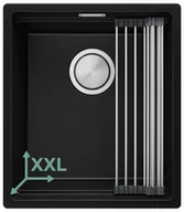 Zlewozmywaki - Zlewozmywak kuchenny granitowy jednokomorowy bez ociekacza z dużą komorą XXL Praga 45 Slim Level + zwijany ociekacz - miniaturka - grafika 1