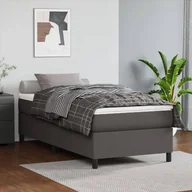 Łóżka - Lumarko Łóżko kontynentalne, szare, 100x200 cm, obite sztuczną skórą - miniaturka - grafika 1