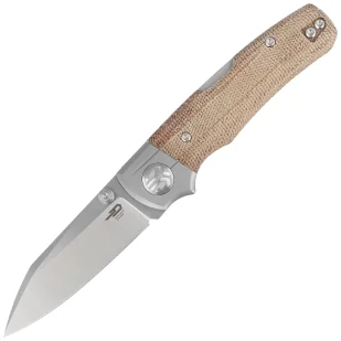 Nóż składany Bestech Tonic Titanium / Natural Canvas Micarta, Satin M390 by Colin Maisonpierre (BT2204B) - Noże - miniaturka - grafika 1