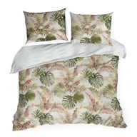 Pościel - Pościel satynowa SPRING 160x200 Eurofirany biała oliwkowa ruda egzotyczne liście - miniaturka - grafika 1