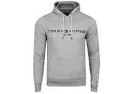 Bluzy męskie - TOMMY HILFIGER BLUZA MĘSKA OCIEPLANA Z KAPTUREM CORE TOMMY LOGO HOODY GREY MW0MW10752 501 - Rozmiar: S - miniaturka - grafika 1