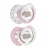 Smoczki uspokajające - Lovi smoczek sylikonowy dynamiczny 6018m-cy 2szt Night&Day Girl HIppo - miniaturka - grafika 1