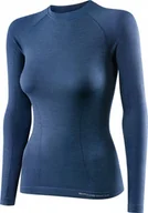 Koszulki i topy damskie - Brubeck LS12810 Koszulka damska z długim rękawem ACTIVE WOOL jeansowy M - miniaturka - grafika 1