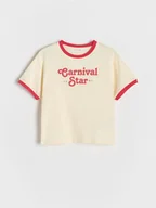 Koszulki dla dziewczynek - Reserved - Bawełniany t-shirt z nadrukiem - wielobarwny - miniaturka - grafika 1