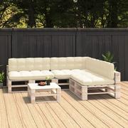 Poduszki ogrodowe - vidaXL Poduszki na sofę z palet, 7 szt., kremowe - miniaturka - grafika 1