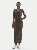 Sukienki - adidas Sukienka codzienna Leopard JW2773 Brązowy Slim Fit - miniaturka - grafika 1