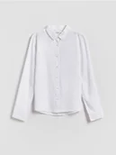 Bluzki dla dziewczynek - Reserved - Biała koszula z wiskozy - biały - miniaturka - grafika 1