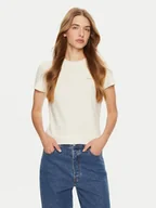 Koszulki i topy damskie - Guess T-Shirt V4BI04 KCBF1 Écru Slim Fit - miniaturka - grafika 1