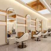 Meble fryzjerskie - Konsola konsoleta fryzjerska barberska lustro fryzjerskie LED rama aluminiowa 200x80 PRO - miniaturka - grafika 1