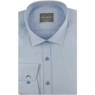 Koszule męskie - Koszula Męska Elegancka Wizytowa do garnituru błękitna w delikatne kropki z długim rękawem w kroju SLIM FIT Dust B328 - DUST. - grafika 1