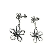 Kolczyki - Ażurowe kwiatki 2 - kolczyki srebrne - miniaturka - grafika 1