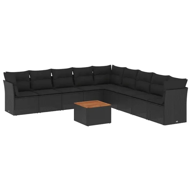 Modułowy zestaw mebli ogrodowych z rattanem PE, czarny, wymiary: 62x62x69