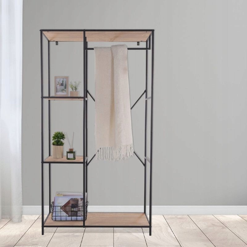 Metalowy regał z 4 półkami MDF, 90 x 40 x 167 cm