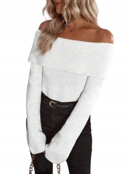SHEIN SWETER DAMSKI BIAŁY Z DŁUGIM RĘKAWEM 34 1ŁYF