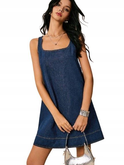 SHEIN SUKIENKA JEANSOWA Z WIĄZANIEM NA PLECACH MINI 38 1KA