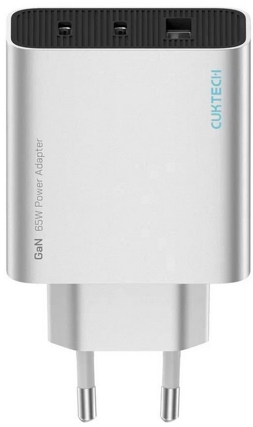 Ładowarka sieciowa Cuktech 65W GaN 2xUSB-C 1xUSB-A - szara