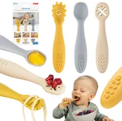 Sztućce dla dzieci - Silikonowe miękkie łyżeczki łyżki dla niemowląt nauka jedzenia 3szt REER - miniaturka - grafika 1