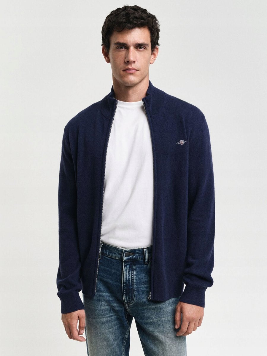 GANT GRANATOWY SWETER MĘSKI ZAMEK STÓJKA KLASYCZNY XL 7AA
