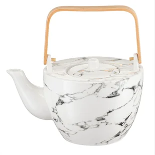Dzbanek porcelanowy z bambusowym uchwytem 800 ml MARMO GOLD - Dzbanki i imbryki - miniaturka - grafika 1