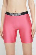 Spodenki damskie - Calvin Klein szorty damskie kolor fioletowy gładkie medium waist - miniaturka - grafika 1