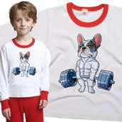Piżamy dla dziewczynek - Piżama dziecięca Pies Buldog Francuski Paker Sztanga 98/104 - VoloDonum - miniaturka - grafika 1
