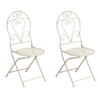 Fotele i krzesła ogrodowe - BELIANI Zestaw 2 krzeseł ogrodowych FOLELLI Składane Metal Jasnobeżowy - miniaturka - grafika 1