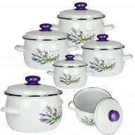 Zestawy garnków i patelni - Zestaw Garnków 1,5/2,5/3,5/5L Tradycyjne Emaliowane Monstera Gaz Indukcja - miniaturka - grafika 1