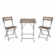 Meble ogrodowe - Estosa - zestaw Bistrot ogrodowy ze stołem i krzesłami składanymi z żelaza i drewna akacji wygodne i stylowe meble na zewnątrz, taras i balkon (czarny, mały) - miniaturka - grafika 1