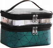Kosmetyczki, organizery i kuferki - Kosmetyczka Damska Podróżna Organizer Na Kosmetyki Kuferek Zielona J2 - miniaturka - grafika 1