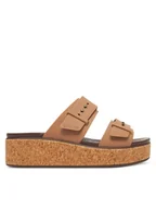 Klapki i japonki damskie - Crocs Klapki Brooklyn Cork Buckle 211252 Beżowy - miniaturka - grafika 1