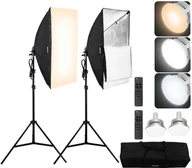 Lampy studyjne - Zestaw 2 x lampa studyjna led 45W + softbox 50x70cm + statyw + futerał - miniaturka - grafika 1