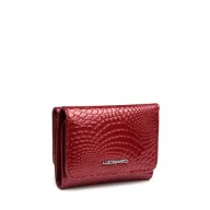 Portfele - Czerwony Portfel Damski Skóra Naturalna LUIGISANTO RFID Lakierowany Zgrabny - miniaturka - grafika 1