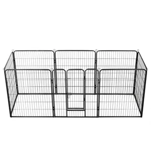 vidaXL Kojec dla psów, 8 paneli, stalowy, czarny, 80 x 100 cm - Sprzęt podróżny i transportery dla psów - miniaturka - grafika 1